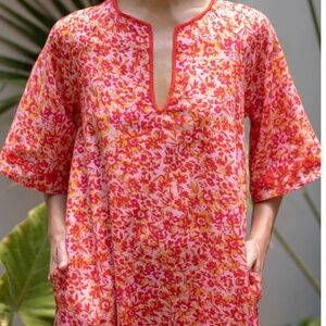 Mi Golondrina Malena Floral Caftan Dress Small